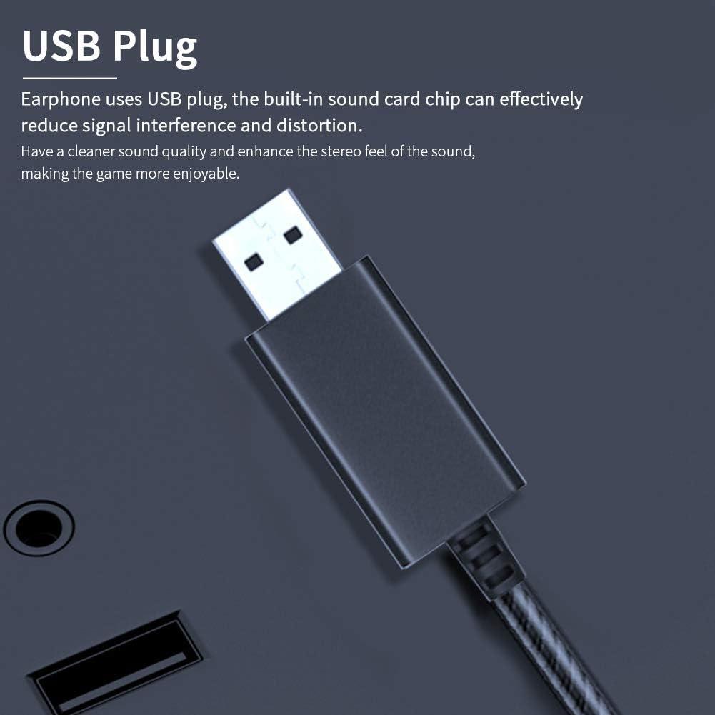 USB Headphone Interface Upgrade, 2.5M Durable Cable, Wired Control Headphones with Microphone
