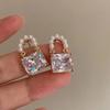 Cute Handbag Shape Drop Earrings for Women Mini Imitation Pearl Square Rhinestones Dangle Earrings Trendy Elegant Party Jewelry