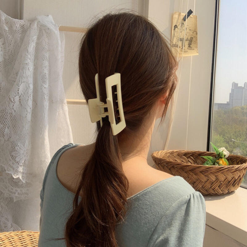 7-color big size matte square updo hair clip black