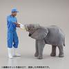 Kaiyodo ART PLA Zookeeper and White Rhino Set, Unpainted and Unassembled Plastic Model Kit AP006