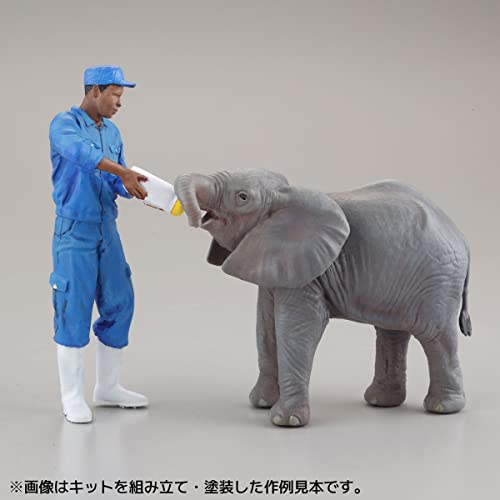 Kaiyodo ART PLA Zookeeper and White Rhino Set, Unpainted and Unassembled Plastic Model Kit AP006