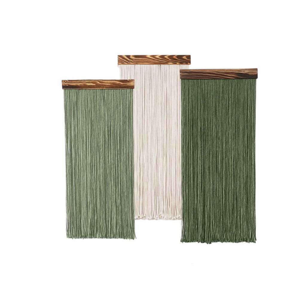 Hand-Woven Curtain Tapestry Wooden Cotton Rope Tapestry Boho Decor Wall Hanging Tapestry  Apartment