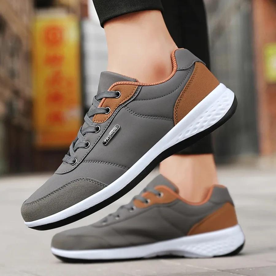 Men Leather Shoes Sneaker Trend Sport Shoes Breathable Men Sneakers Non-slip Footwear Holiday Shoes