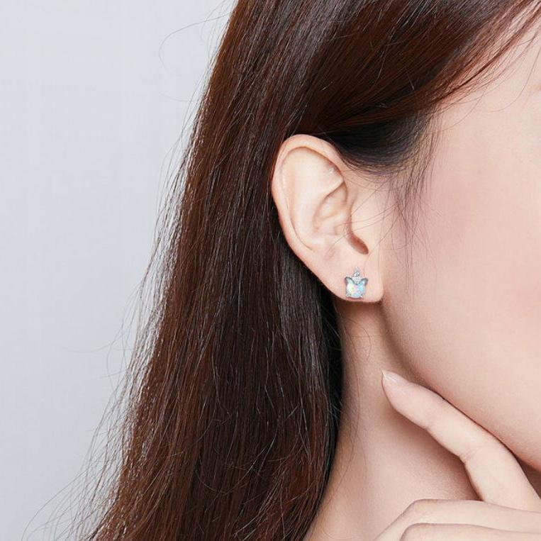 925 Unicorn Earrings Unicorn Box Colorful Pearl