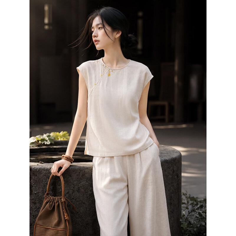 XWI Women's New Chinese Style Summer Two-Piece Set