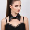 Detachable Black Leather Fake Collar Pu Punk Style Collar Cool Rivet Collar  Photo Props