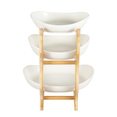 3-Layer Storage Rack Fruits Vegetables Snacks Storage Plate Bamboo Holder for Vacations, Exhibitions, Gatherings, Birthdays