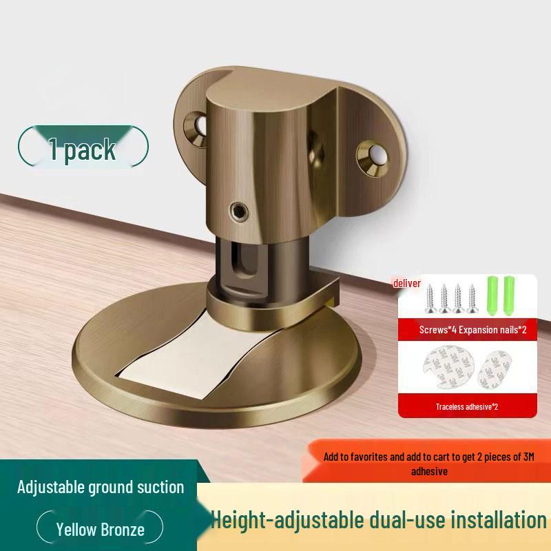 Magnetic Zinc Alloy Floor Door Stopper: Silent, Punch-Free, Anti-Collision Catcher for Bedrooms.