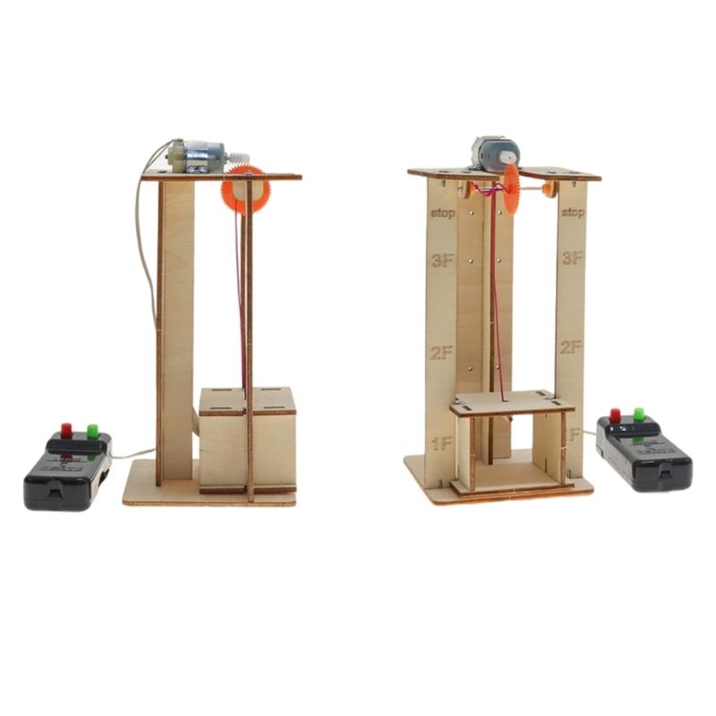 DIY Set Electric Remote Control Lift Elevator Model Kits Foster Kids Imagination STEM Toy for Science School Project