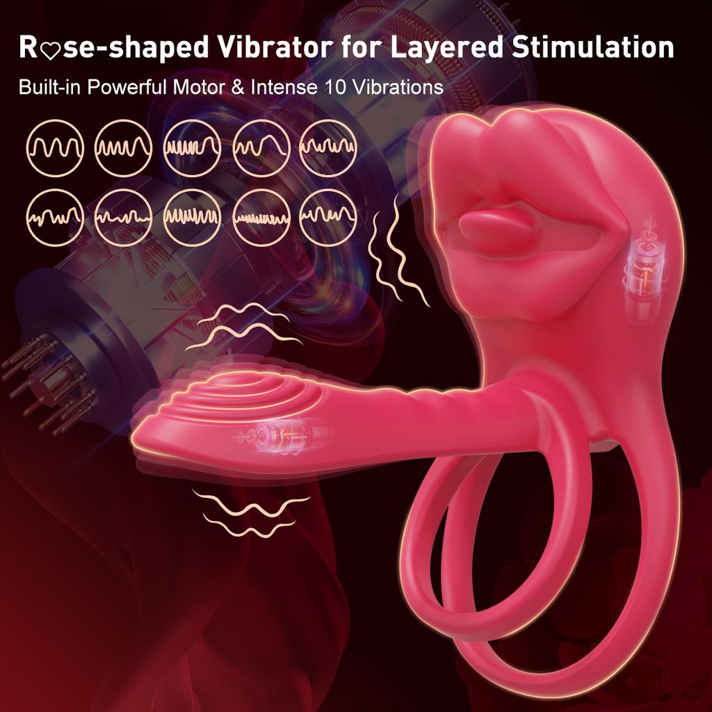 Adult Sex Toys Vibrator Cockring for Men Delay Ejaculation Licking Cock Penis Ring Penetration Vibrator Penisring for Couple