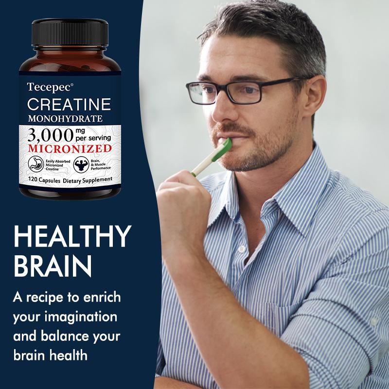 Creatine Monohydrate Dietary Supplement, 3000 Mg Per Serving, 120 Capsules Per Bottle