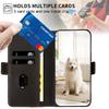 Luxusní kožené pouzdro peněženka na telefon s linkami, knížkový stojánek pro iPhone 17 16 15 13 12 Pro Max Samsung S25 S24 S23 Ultra S22 S21 FE Magnetický slot na karty Flipový kryt