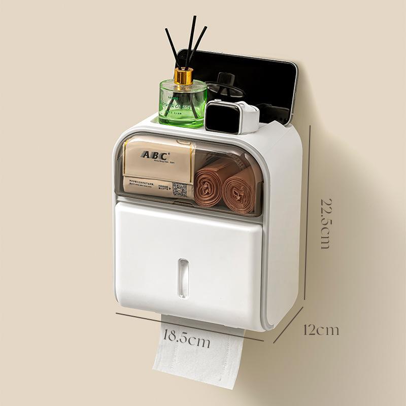 Cream style toilet tissue box, wall mounted, high-end, waterproof, no drilling, high-end hand wiping toilet paper box