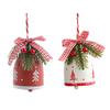 Rustic Christmas Bell Ornaments with Artificial Pine And Red Berries Vintage Metal Jingle Bells Hanging Decoration for Tree Door Wall Home Decor