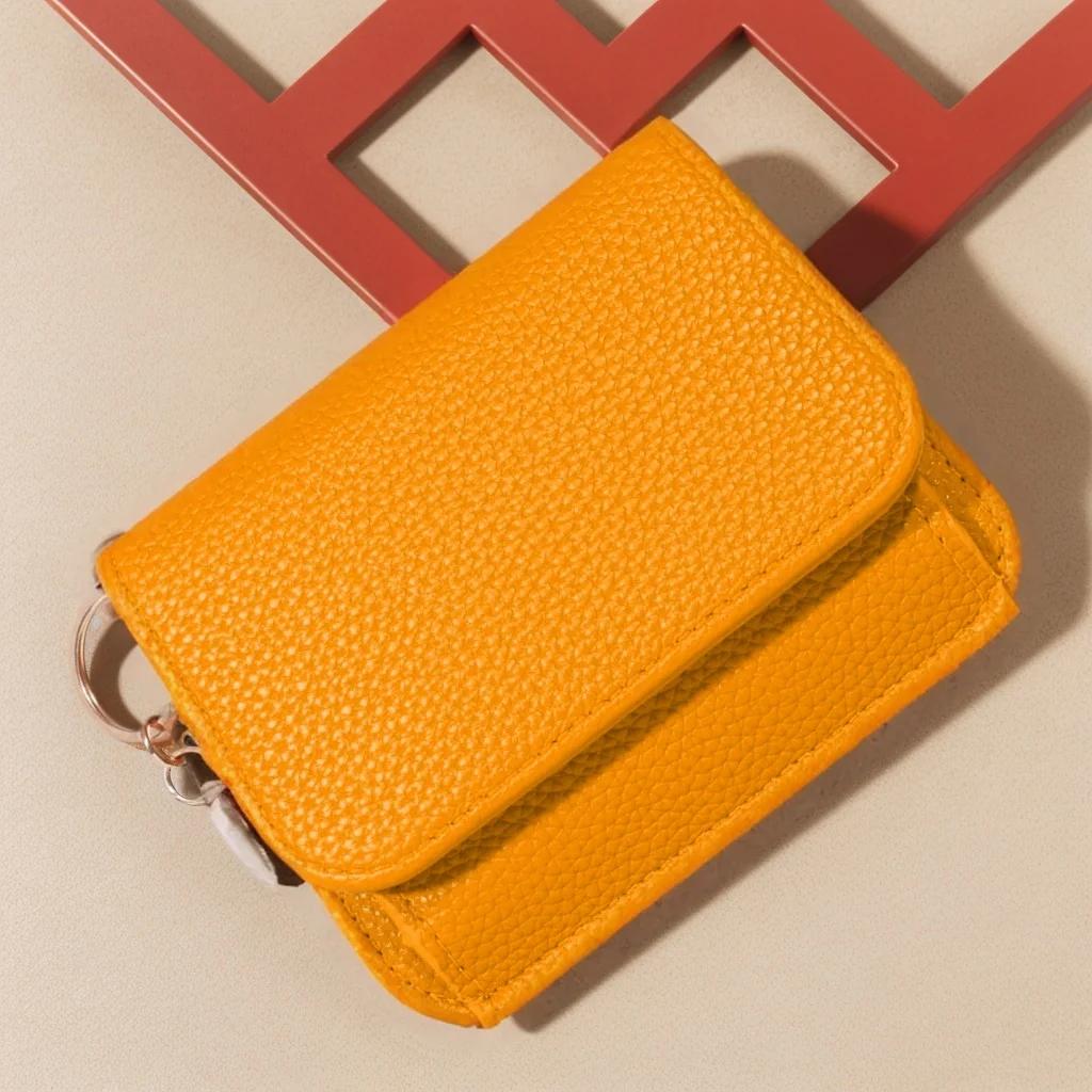 Nová dámská peněženka v korejském stylu, jednobarevná jednoduchá peněženka na mince, přenosná taška na kreditní karty