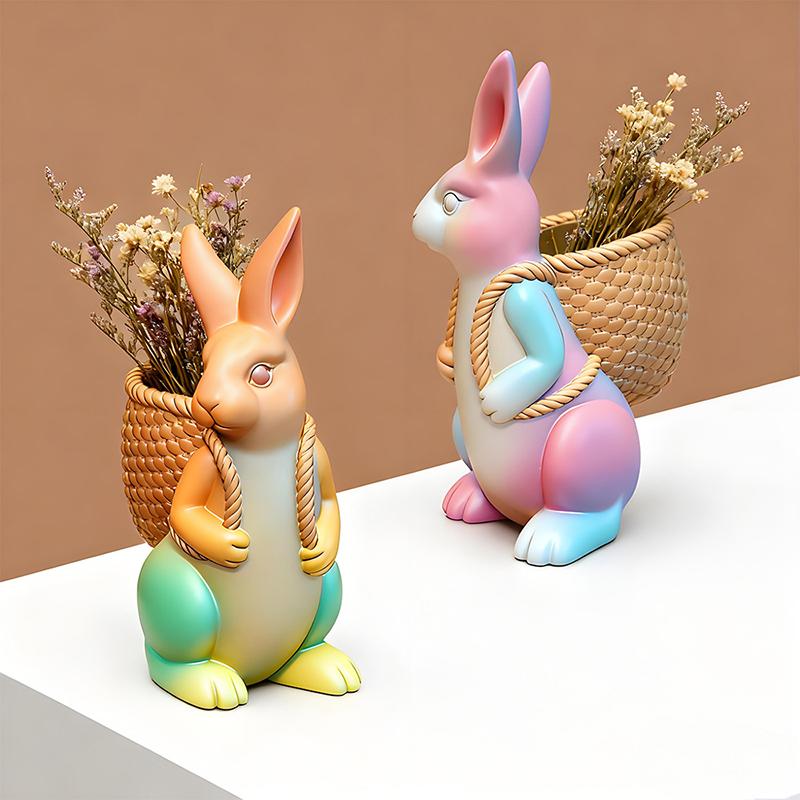 WTEMPO Rabbit Shaped Resin Mold Cute Bunny Design Silicone Mold for Epoxy Resin Crafts Soap Clay Candle Making Cabinet Desktop Decor Mold