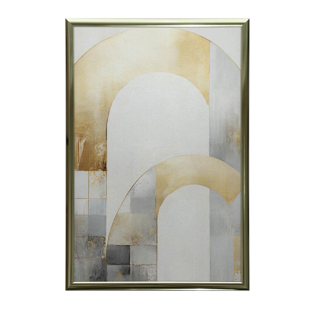 Art Deco Elegance: Gold and Silver Abstraction Elegance Art Deco: Gold And Silver Abstraction, 30X40 Cm, White Wooden Frame, 230 Gsm Matte Paper