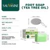 SAUVASINE Tea Tree Foot Cleansing Bar with Exfoliating Scrubber and Pumice Stone, Deep Cleanse and Refresh Tired Feet
