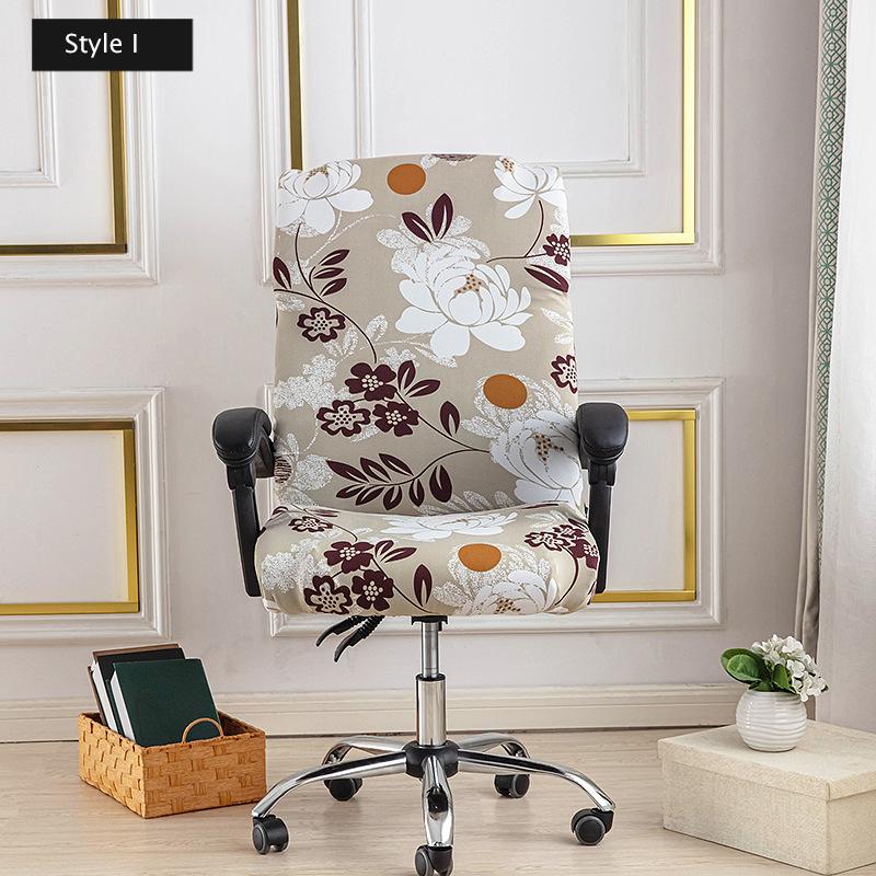 Stretch Printed Computer Office Chair Covers Universal Soft Desk Rotating Chair Protector with Zipper Removable Anti-Dust Cover