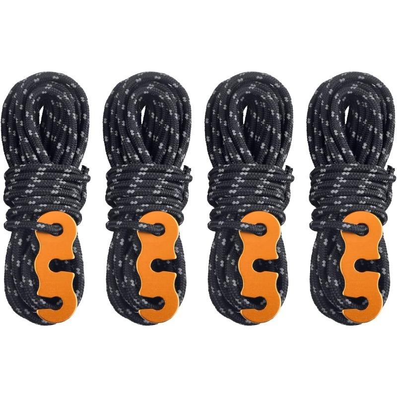 Guy Ropes 3mm Paracord Reflective Cord Guyline Nylon Rope with Tensioners for Outdoor Camping Hiking Awning Tent 3mm&4M