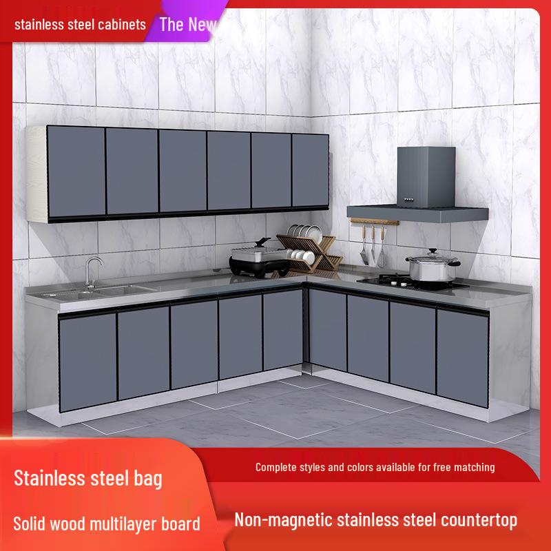 2-Meter Stainless Steel Waterproof Kitchen Cabinet with Sink for Household or Rental Use