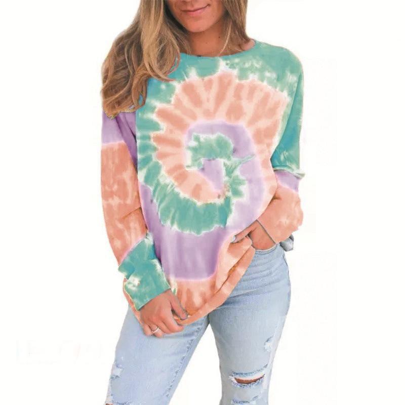Women's T shirt Tee Tie Dye Daily Weekend Sweatshirts Streetwear Painting T shirt Tee Long Sleeve Print Round Neck Basic