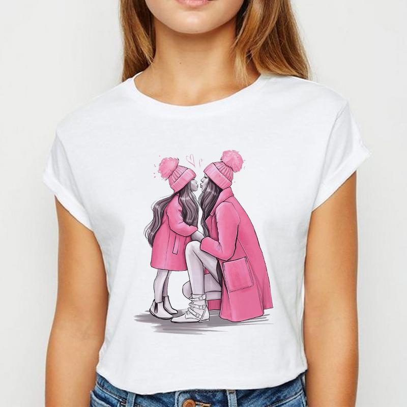 T-Shirts Women 90S Casual Ladies Cute Girls Fashion Clothes Graphic Tshirt Top Elegant Lady Print Leisure Female Tee T-Shirt