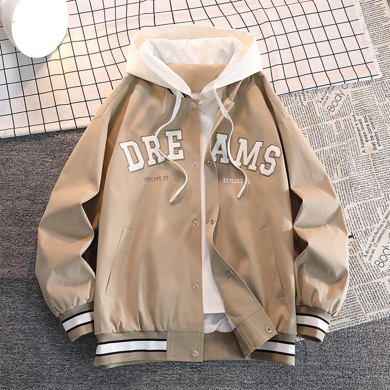 Jacket Men's Spring and Autumn New Contrasting Fake Two-piece Jacket Men's Trend Brand Loose Casual Teen Top