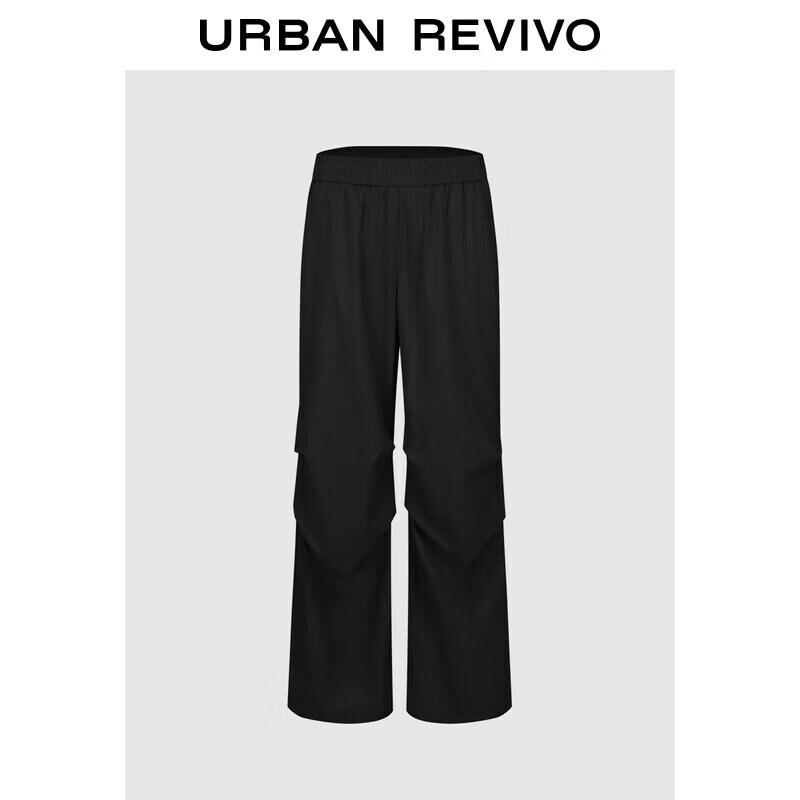 UR2026 Men s Summer Casual Pleated Elastic Waist Wide-Leg Cargo Pants 32