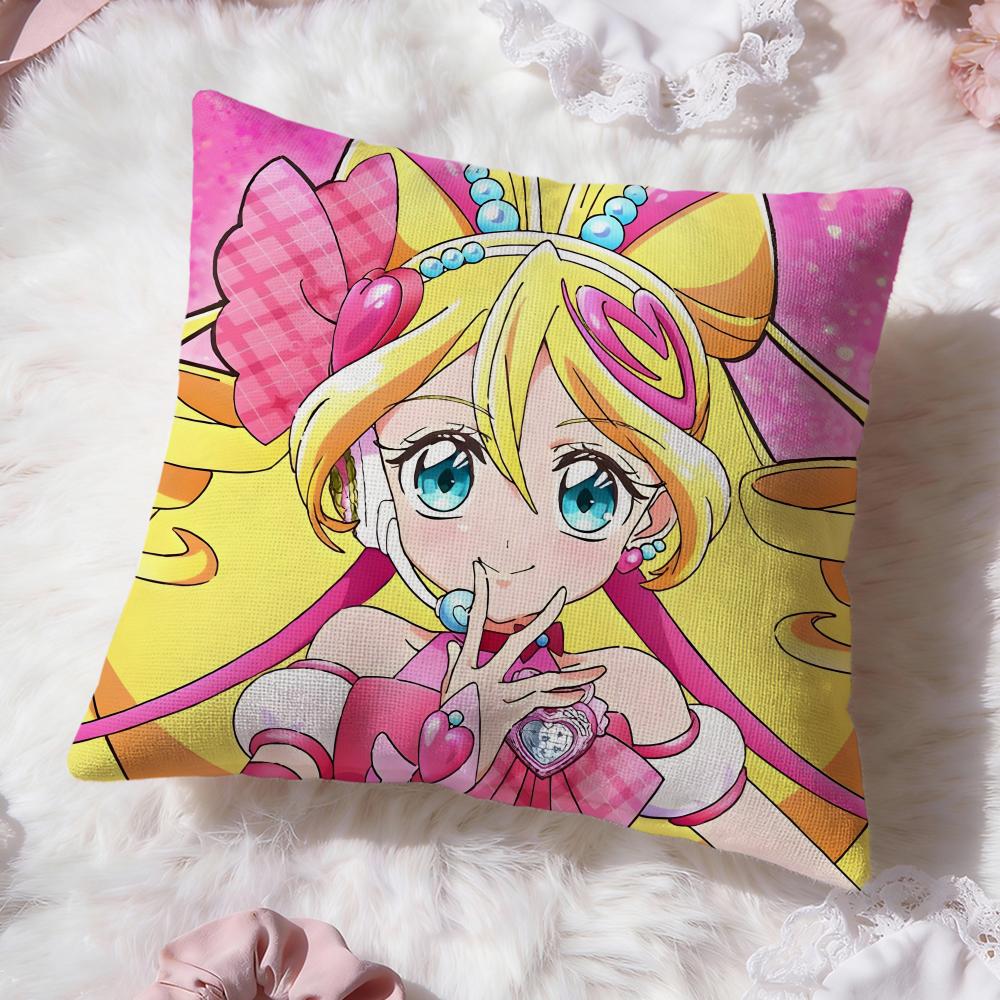 y-You and Idol Pretty Cure Cushion Cover Premium Comfort Reversible Pillow Cove -Two in One Design for Any Room & Car Interior