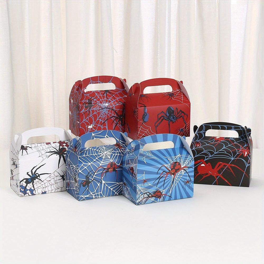 18 ks Krabičky na výslužku na narozeninovou oslavu s pavouky 6 stylů Pavoučí dárky Krabičky na sladkosti s držadly Pavoučí narozeninová dekorace Sáček na cukroví pro párty potřeby