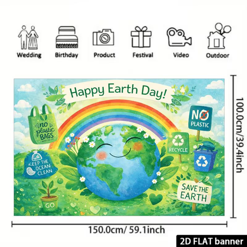 2D Happy Earth Day Tapestry, Recycle & Save The Earth Classroom Decor
