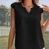 2023  V-neck Patchwork Lace Sleeve Blouse Women Fashion Casual Vest Tops Woman Hollow Out Loose Simple Ladies Shirts 30611