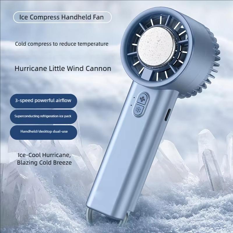 Instant Ice Cooling Handheld Fan Semiconductor Refrigeration 3 Speeds Ultra Quiet Brushless Motor USB Rechargeable Cooler