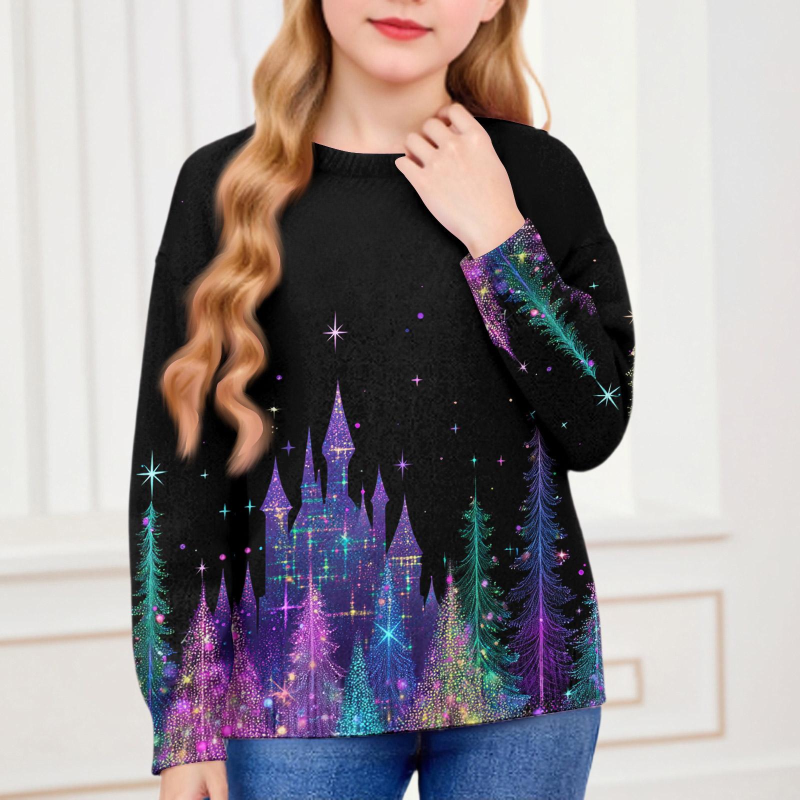 

Рождественские свитшоты для детей мальчиков и девочек вязаный свитер милая рубашка осенний пуловер с круглым вырезом топы 100