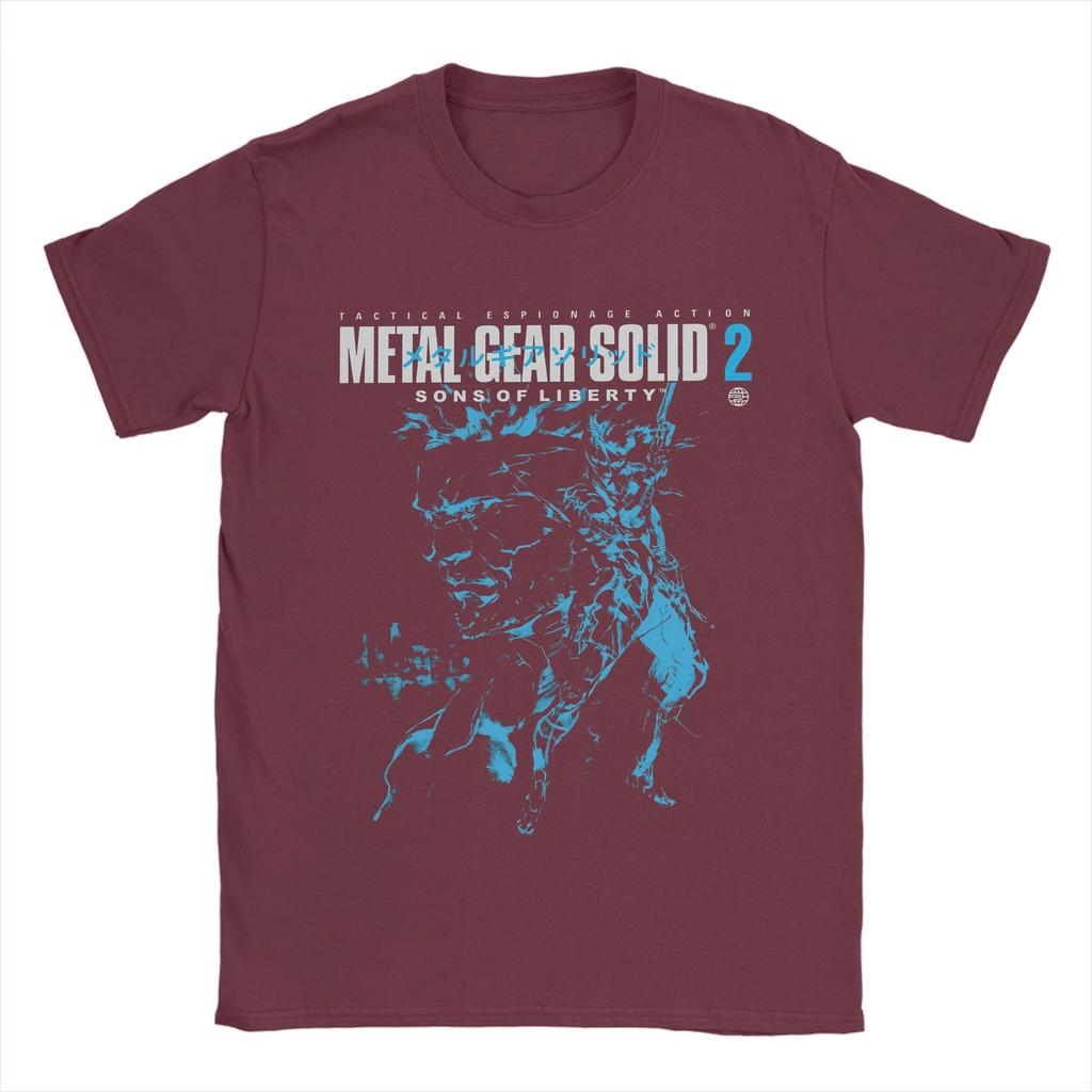 Men T-Shirts Metal Gear Solid 2 Vintage Pure Cotton Tee Shirt Short Sleeve Snake and Raiden Cover T Shirts Collar Tops Unique