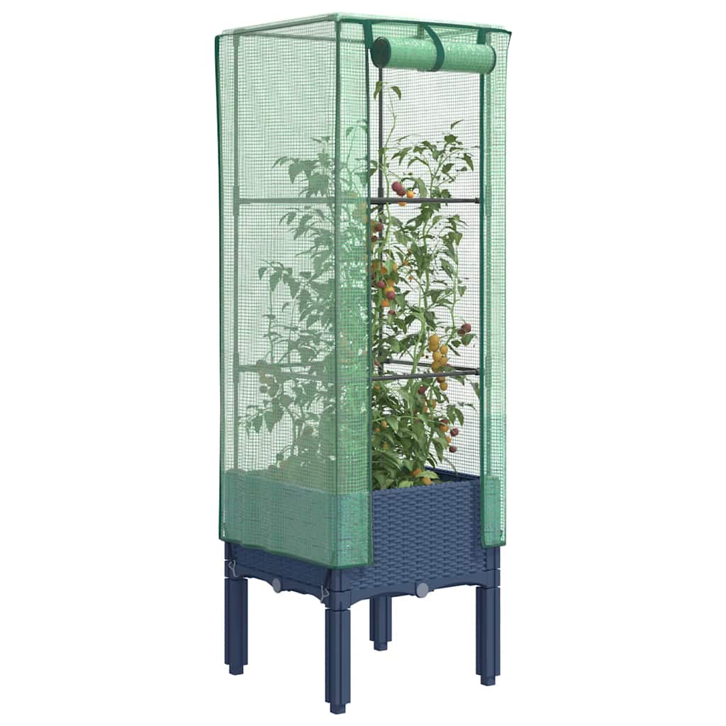 Vidaxl Erhöhtes Pflanzgefäß mit Gewächshaus, Rattan-Optik, 40x40x140 cm