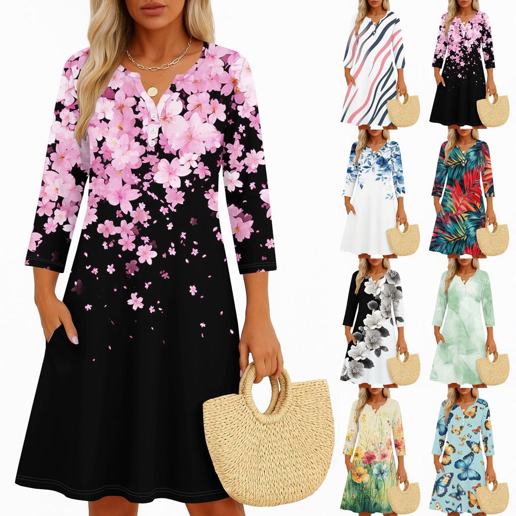 Women's Casual Dress For Summer Tank Dress Loose Beach Dress With Pockets Flare Midi Sundress