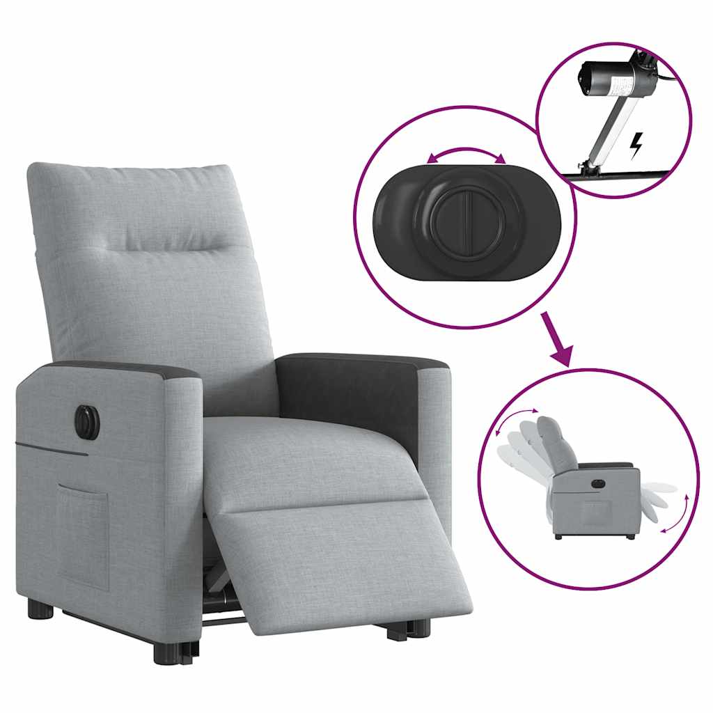 Electric Recliner Chair with Rising Function Light Grey Fabric