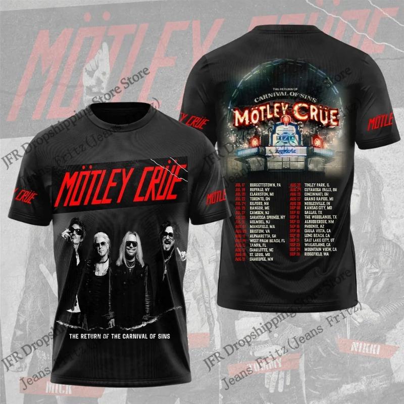 

Motley Crue Tour 2026 Anniversary 3d Print T-shirt Men Women Fashion Summer Casual Vintage Short Sleeve Tops Tees Kids Clothing S