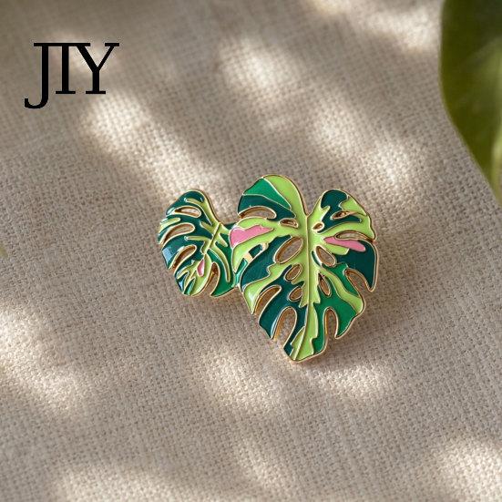 Farbverlauf Brooch Legierung Brooch, Emaille Blatt Design Anstecknadel, Pflanzenliebhaber Abzeichen mit Glatten Linien Pin Helle Farbe, Frischer Stil für Hemden
