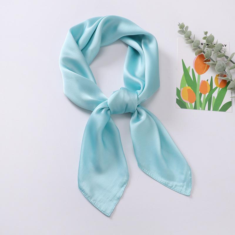 Dopamine Color Silk Scarf: Women's Solid Small Square Neckerchief & Headband