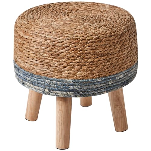 

YMYNY Ottoman Stool, Footstool, Handwoven Natural Seagrass, Pastoral Style Footrest, Non-Slip Pine Legs, Wooden Sofa Stool for Living Room, Children s