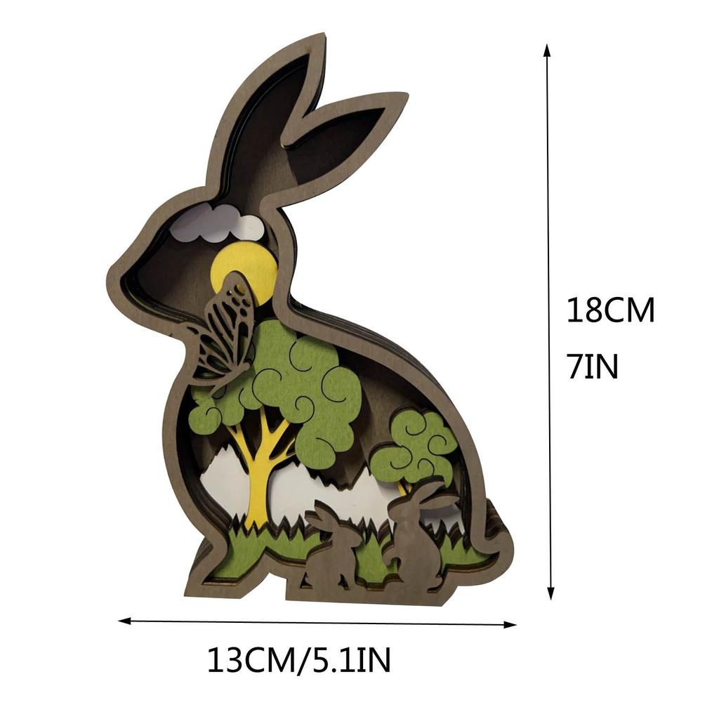 Easter 3D Animals Crafts Statue Wooden Creative Forest Animals Decor Hand Carved Creative Silhouette Home Decor Sculptures