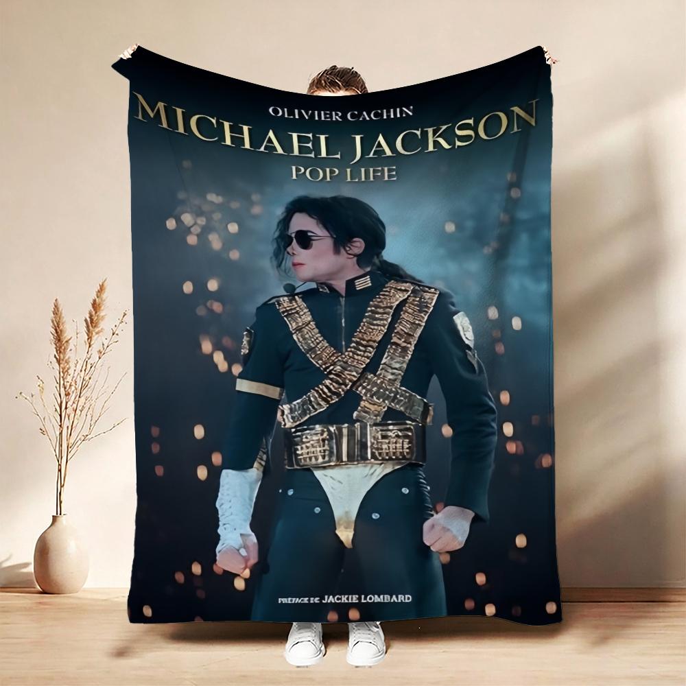 Michael Jackson Pop Theme Printed Blanket Warm Comfortable Fleece Blanket For Camping Travel Home Decor Holiday Gift