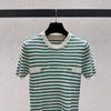 26 Years of New College Style Striped Knitted Top Women's Crew Neck Series Contrasting Color Splicing Striped Elastic Knitted Top