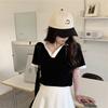Polo Shirt Women's Summer New Student Design Sense Slim and Thin Internet Celebrity Contrasting Color Short-sleeved T-shirt