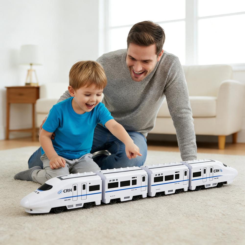 Electric DIY High-Speed Train Toy For Kids - Realistic Bullet Train With Universal Wheels Flashing Lights & Train Sound Effects