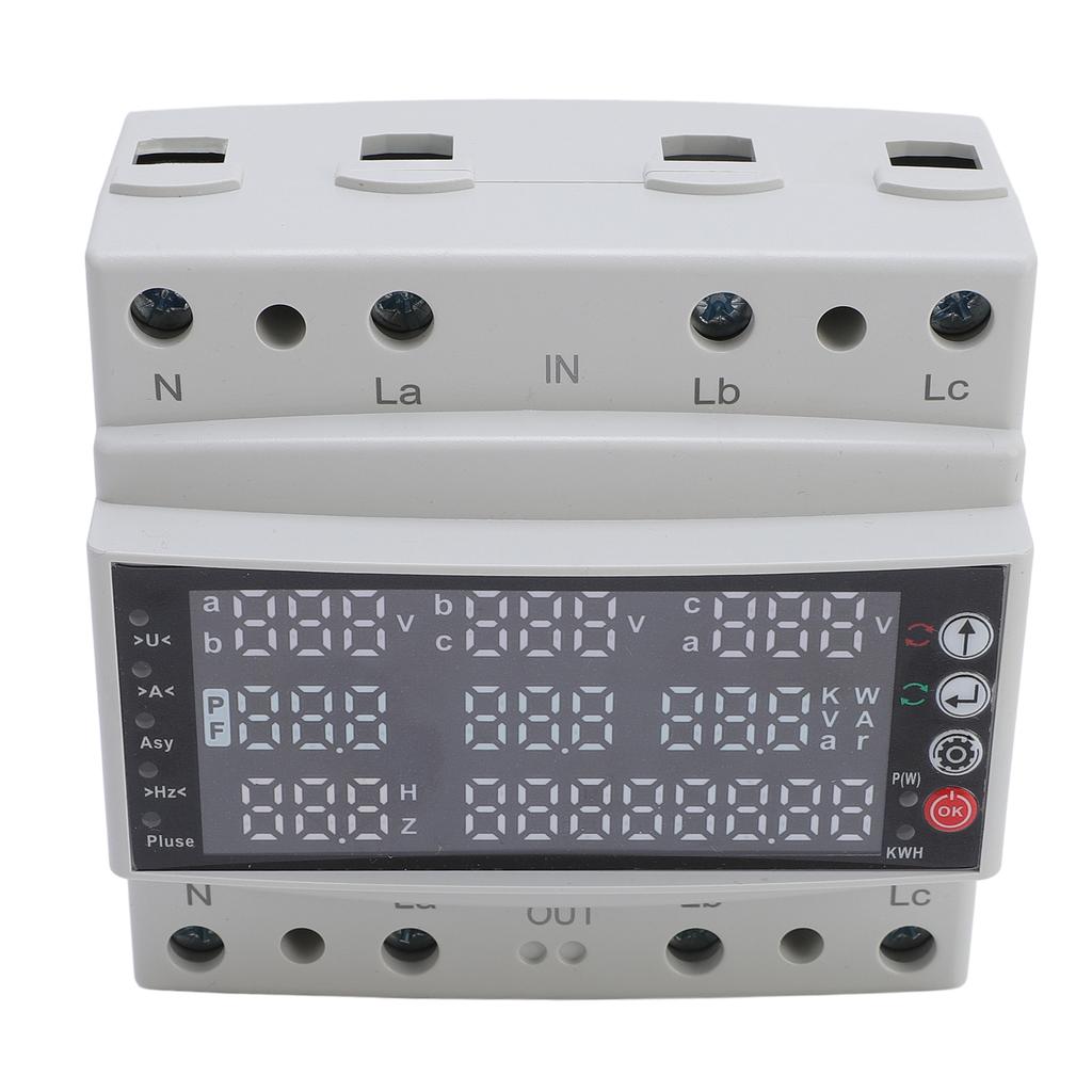 Voltage Protector, 100A 3 Phase Voltage Protective Device Multifunctional Current Protector Real Time Display High Measurement Accuracy Ove