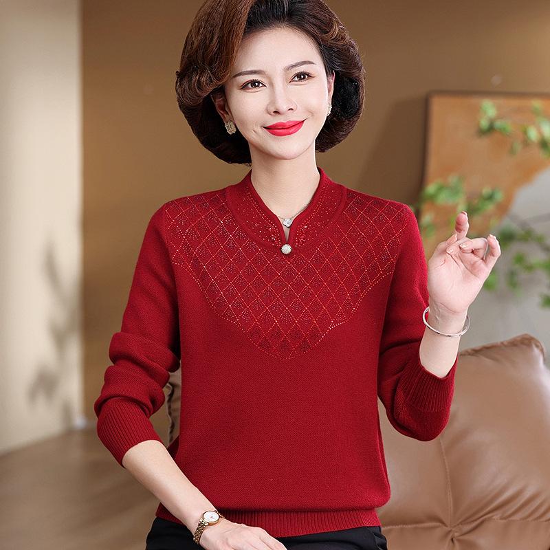 

Women s Velvet-Lined Wool Sweater & Wide-Leg Pants - Fall/Winter Fashion for Middle-Aged and Elderly XL [105-120 lbs]